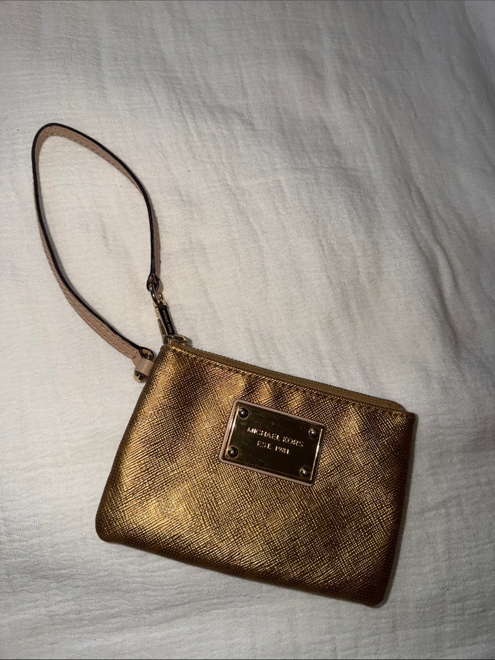 Michael Kors Gold Metallic Wristlet Clutch